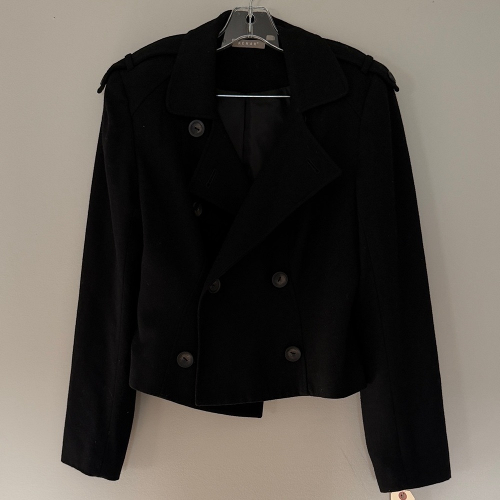 Kenar Black Double-Breasted Pea Coat